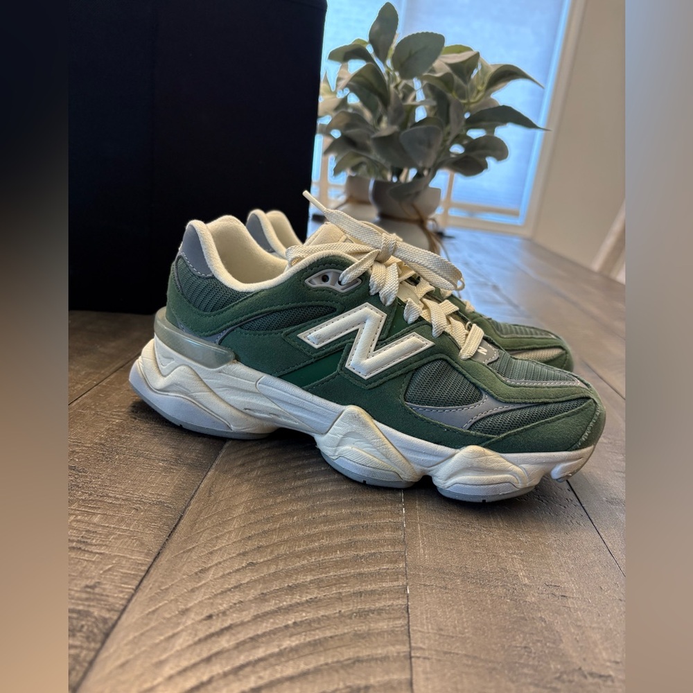 New Balance Forest Green and White Sneakers